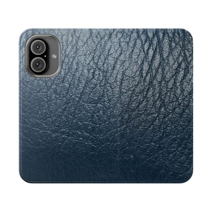 iPhone 16 Series  — Blue Vintage Leather Flip Case | Astral Signature™ Edit