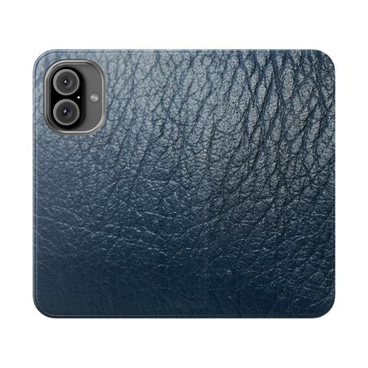 iPhone 16 Series  — Blue Vintage Leather Flip Case | Astral Signature™ Edit