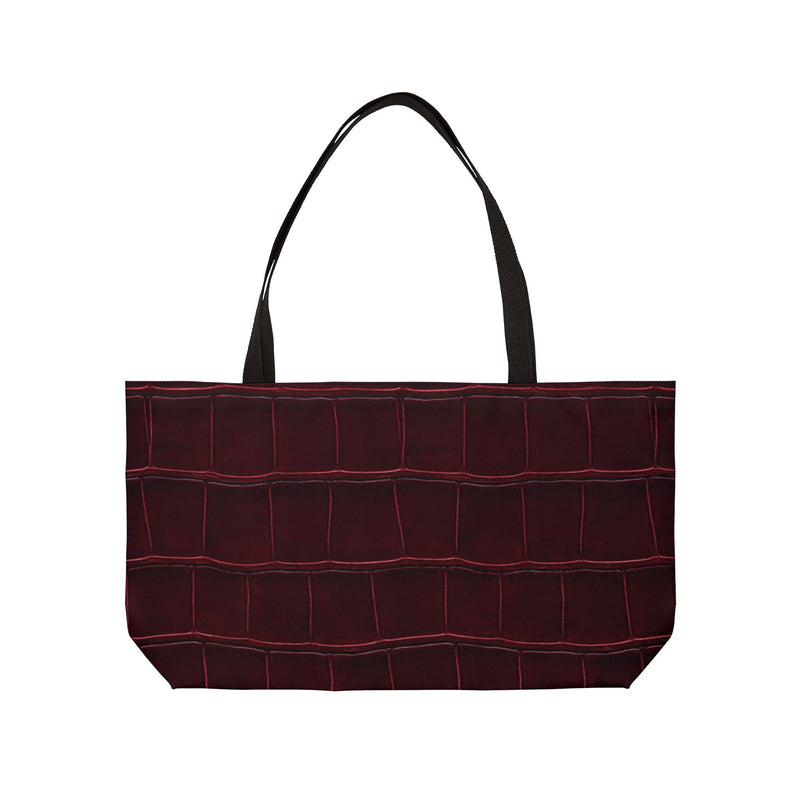The Weekender Tote Bag - Structured Croc-Embossed in Brown by Astral Signature showcases a deep brown crocodile-embossed design. This versatile beach tote or carry all bag is perfect for everyday use, shopping trips, or as a travel bag and weekend bag.