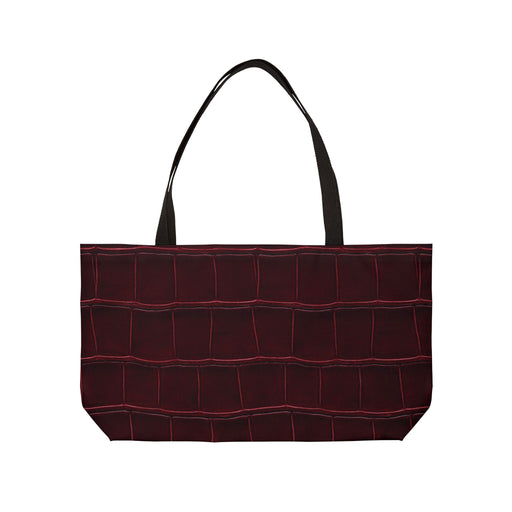 The Weekender Tote Bag - Structured Croc-Embossed in Brown by Astral Signature showcases a deep brown crocodile-embossed design. This versatile beach tote or carry all bag is perfect for everyday use, shopping trips, or as a travel bag and weekend bag.