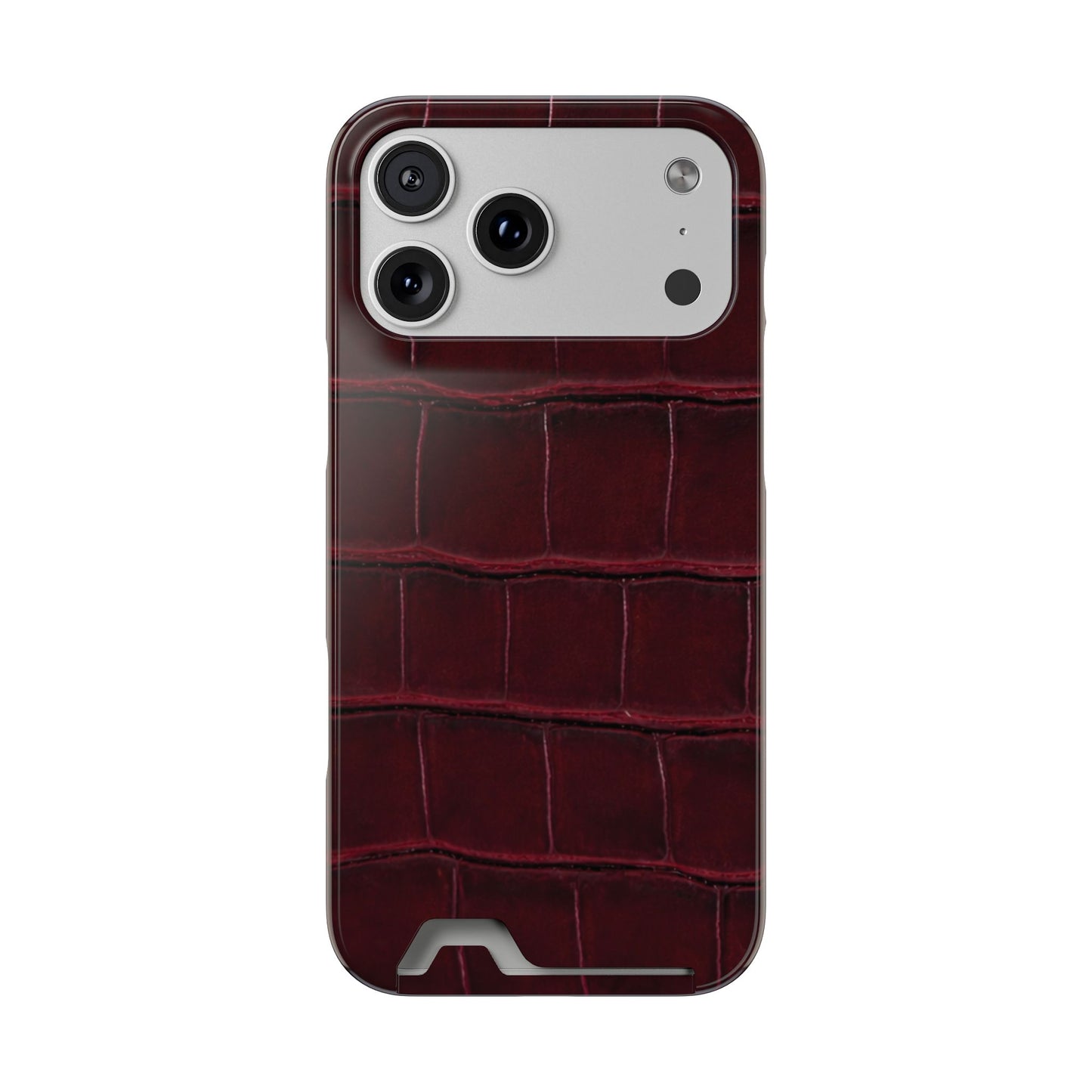 iPhone 17 Series Phone Case  for 17 Pro Max, 17 Pro, 17 and 17 Air - Burgundy Croc Case with Cardholder | Astral Signature™ Edit