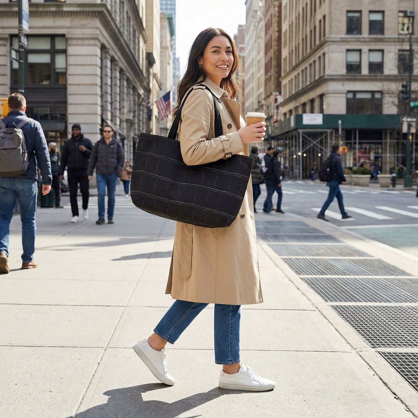 Weekender Tote Bag - Structured Croc-Embossed in Black  | Astral Signature™