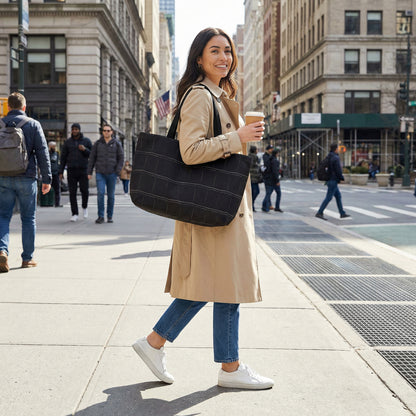 Weekender Tote Bag - Structured Croc-Embossed in Black  | Astral Signature™