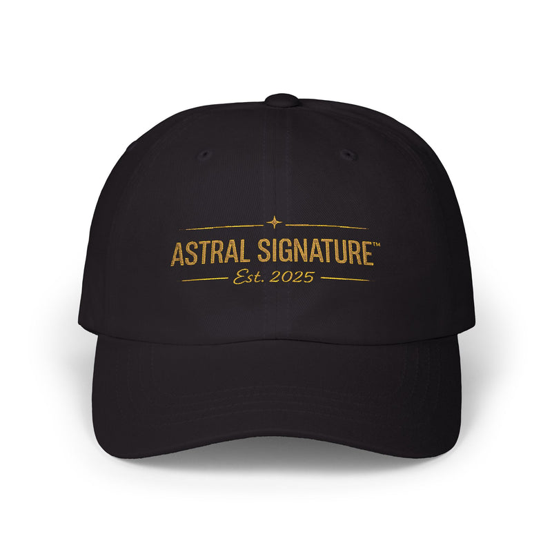 Navy blue Classic Dad Cap by Astral Signature™, presenting a timeless style perfect for all occasions. This versatile everyday cap is a must-have gift for dad.
