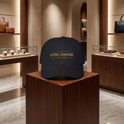 Classic Dad Cap by Astral Signature™ displayed in a luxurious setting, showcasing a stylish dad hat that is perfect for summer fashion and everyday use. This unisex accessory is a trendy addition to any casual outfit, making it an ideal gift for dad for Father's Day.