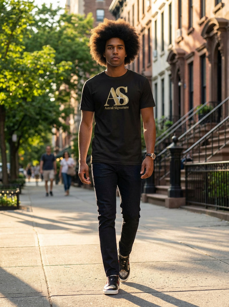 Astral Signature™ Gold Monogram Tee — Men’s Premium T-Shirt
