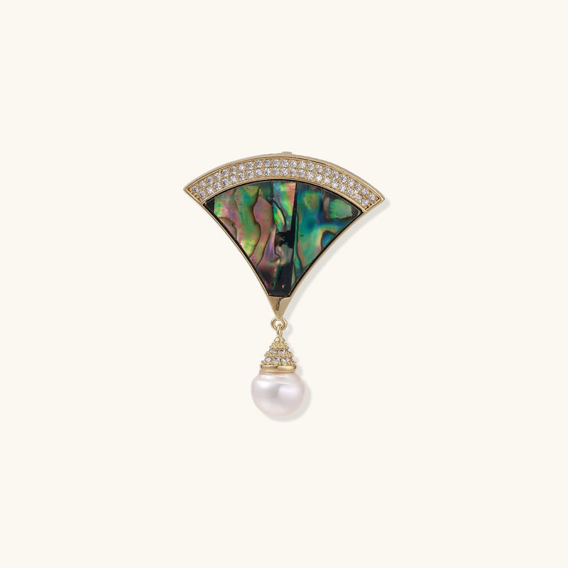 Iridescent Fan Pearl Brooch