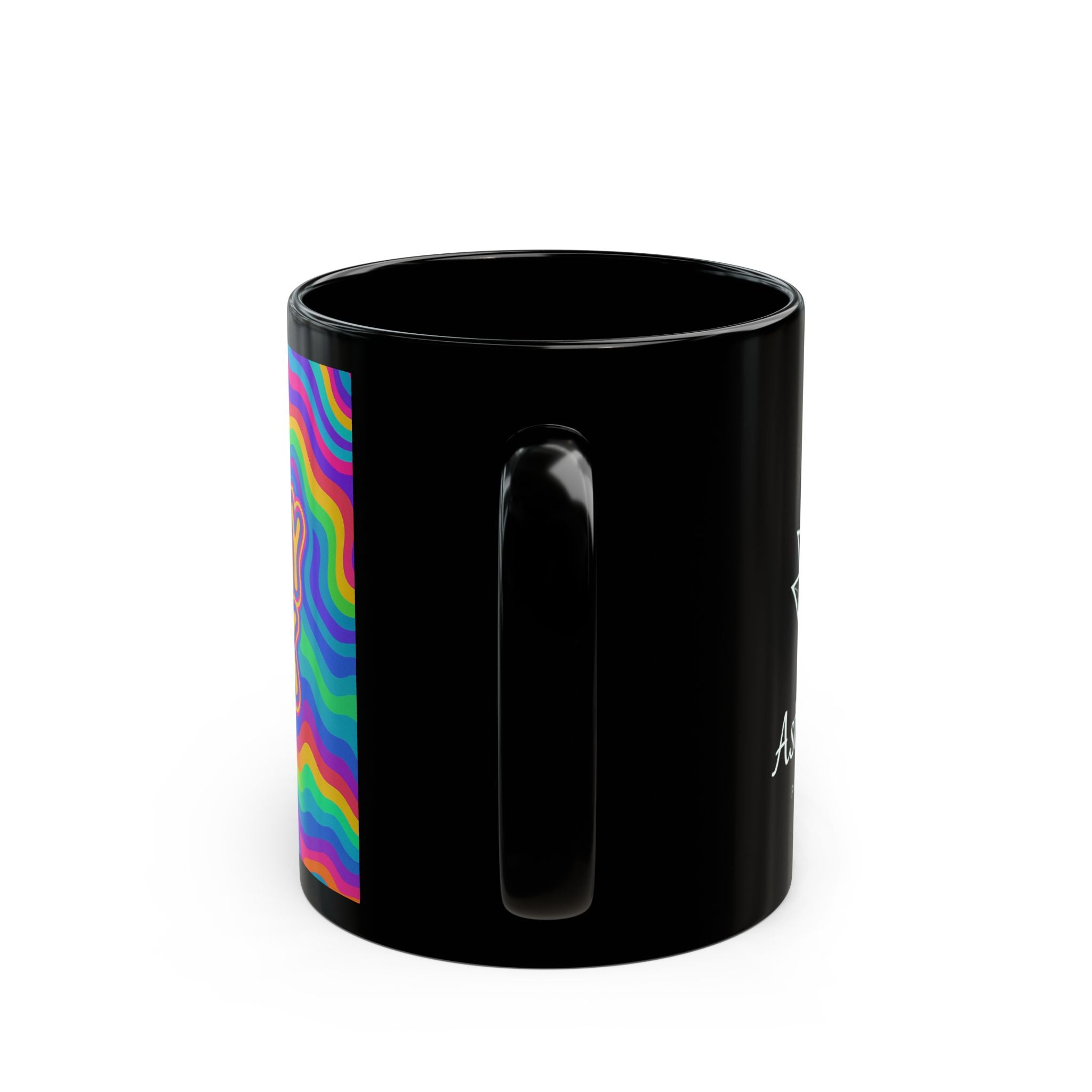 Astral Signature Colorful Reality Check Mug displayed with cozy hot beverages, perfect as gifts for coffee enthusiasts.