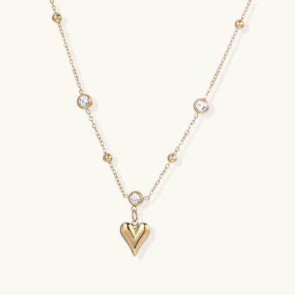 Crystal Heart Charm Necklace