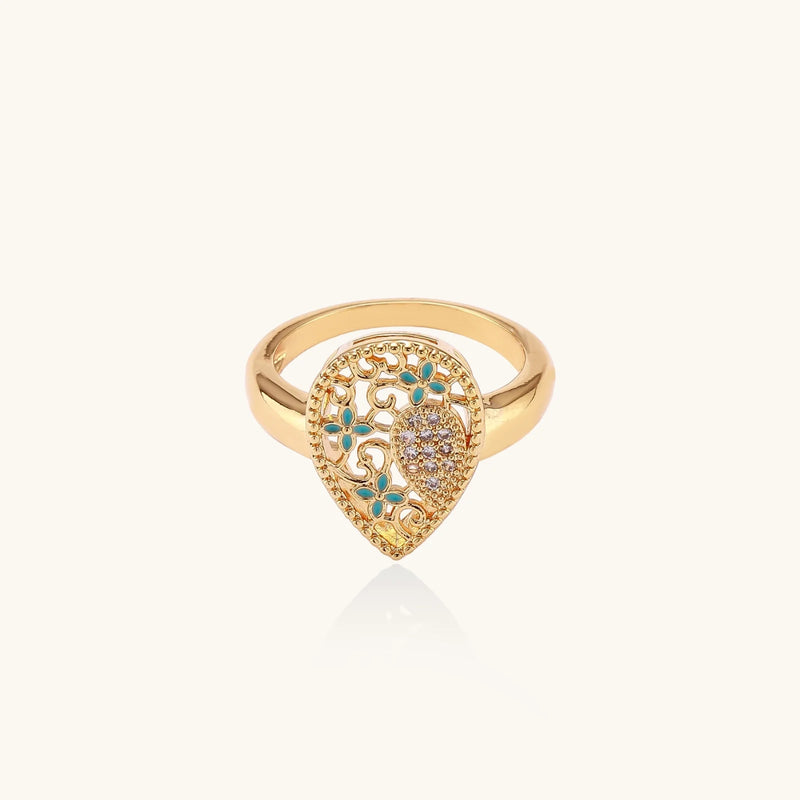 Enchanted Heart Ring – Cubic Zirconia, 18K Gold-Plated Eco-Brass | Astral Signature™