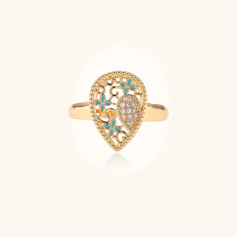 Enchanted Heart Ring – Cubic Zirconia, 18K Gold-Plated Eco-Brass | Astral Signature™