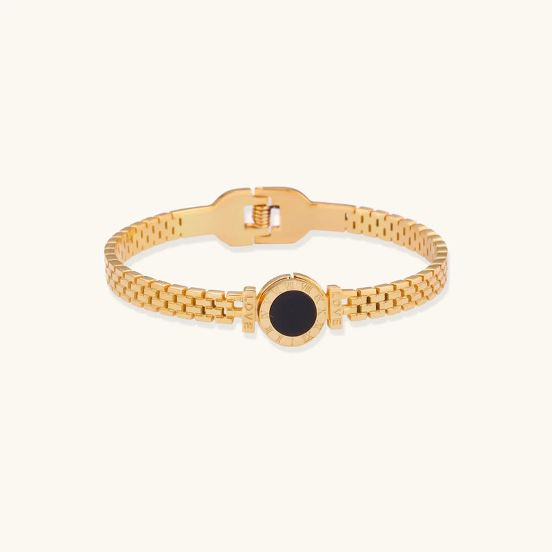 Pulsera Eclipse Mesh – Acero inoxidable bañado en oro de 18 quilates – Nácar | Astral Signature™