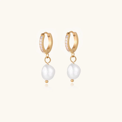 Pearl Drop Hoops