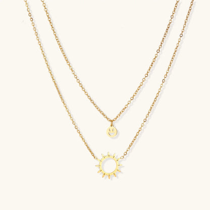 Sunshine Smiley Layered Necklace