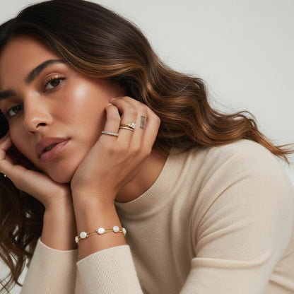 Pulsera de perlas barrocas en capas