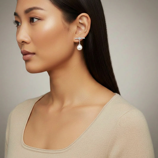 Pearl Drop T-Bar Earrings