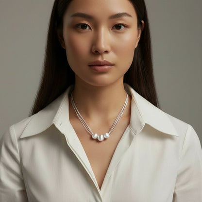 Silver Strand Layers Necklace