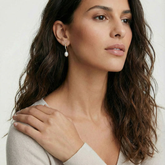 Pearl Drop Hoops
