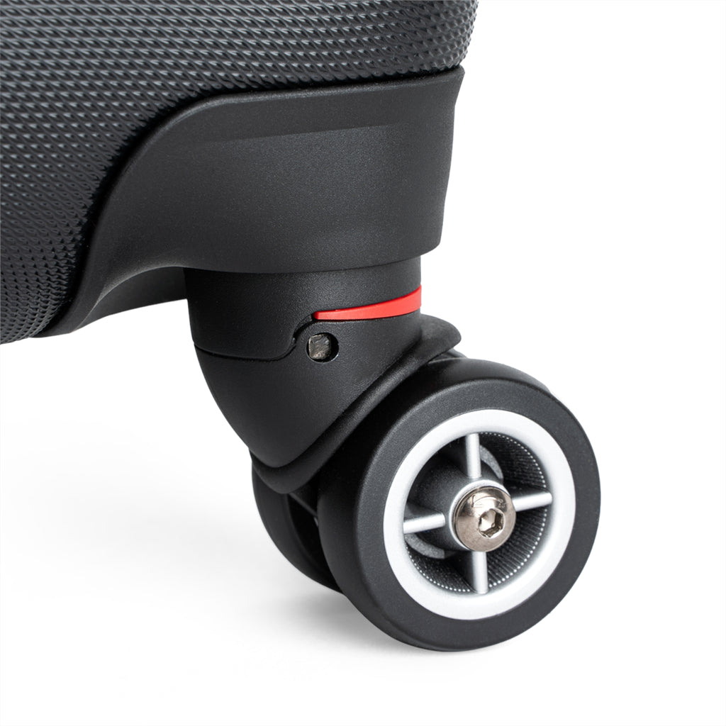 Side view of the Astral Signature Sacred Travel Suitcase highlighting the robust construction and spiritual design for the modern traveler.