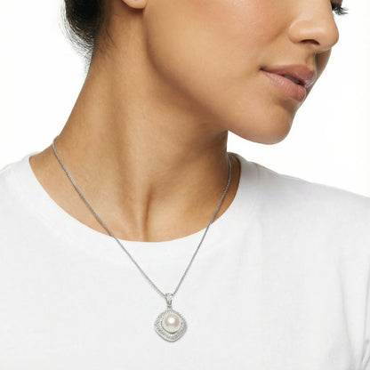 Halo Pearl Statement Necklace – Freshwater Pearl, Rhodium-Plated 925 Sterling Silver | Astral Signature™