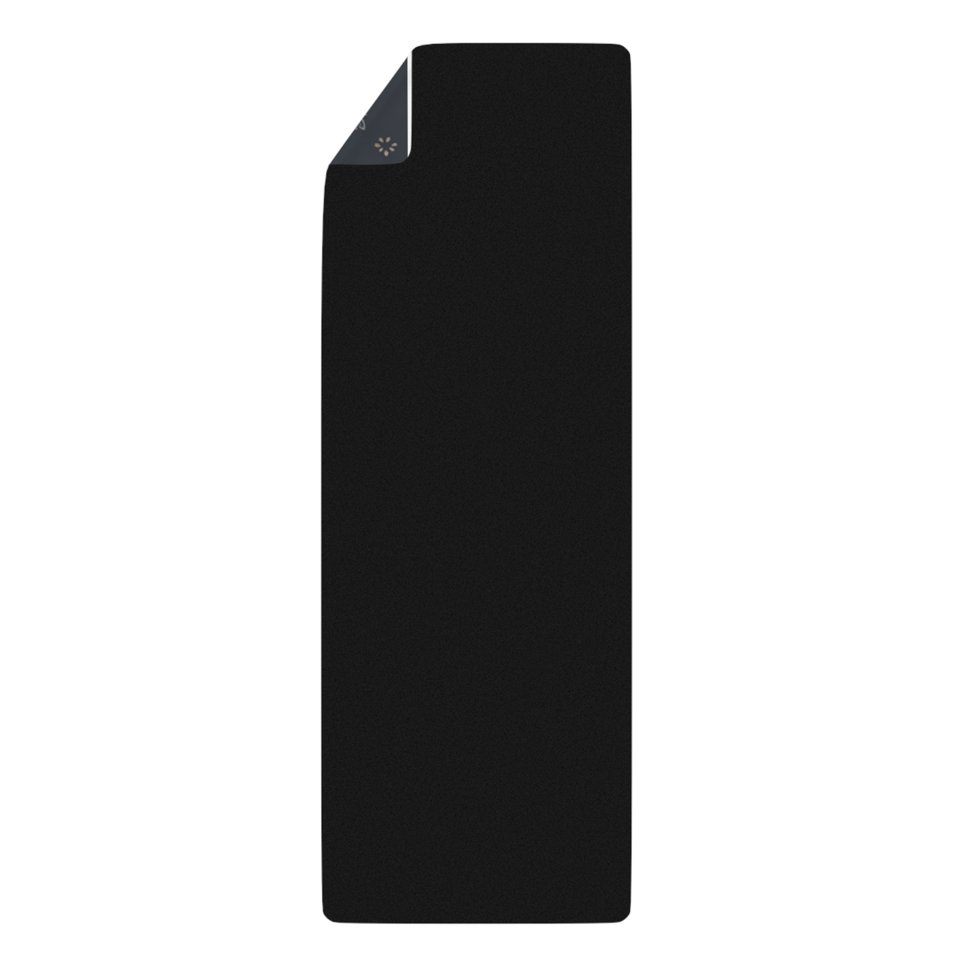 The back view of Astral Signature™ Rubber Yoga Mat, featuring a sleek black design. This versatile yoga mat is perfect for various workouts, including pilates, meditation, and home yoga sessions, ensuring a lightweight and portable experience.