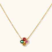 Pendant necklace from the Lucky Clover Jewelry Set Astral Signature™ Edit, featuring multicolor zirconia stones in a charming four-leaf clover design.