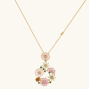 Blooming Garden — Pink Floral Jewelry Set in 14K Gold, featuring a delicate pendant necklace designed by Astral Signature™ with floral accents.