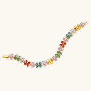 Delicate bracelet from the Garden Bloom Jewelry Set, showcasing intricate floral patterns and vibrant zirconia stones, designed by Astral Signature.