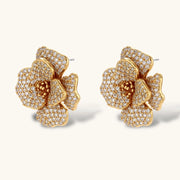 Blooming Elegance — Blue and Pearl Jewelry Set in 14K Gold by Astral Signature™, showcasing the stunning floral earrings with intricate designs.