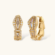 Detailed view of the Geometric Luxe Set earrings, showcasing exquisite zirconia accents by Astral Signature.