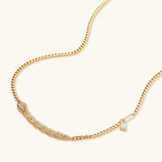 Elegant display of the Geometric Luxe Set necklace, emphasizing its architectural design and zirconia features by Astral Signature.