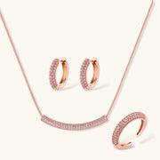 Astral Signature™ Sparkling Confidence Jewelry Set showcasing rose gold plated necklace, earrings, and ring arranged elegantly for display.