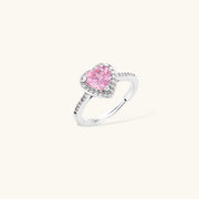 Stylish heart ring featuring pink zirconia, part of the Romance Heart Set, showcasing fine craftsmanship from Astral Signature™, perfect for romantic occasions.