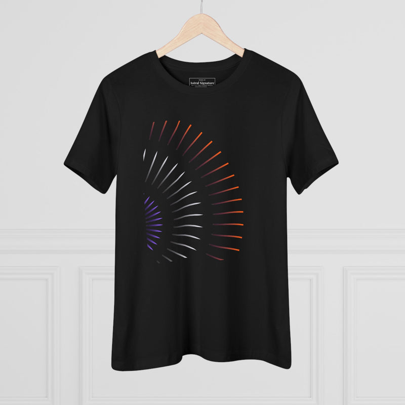Camiseta Astral Radiant Lines — Camiseta minimalista de algodón para mujer