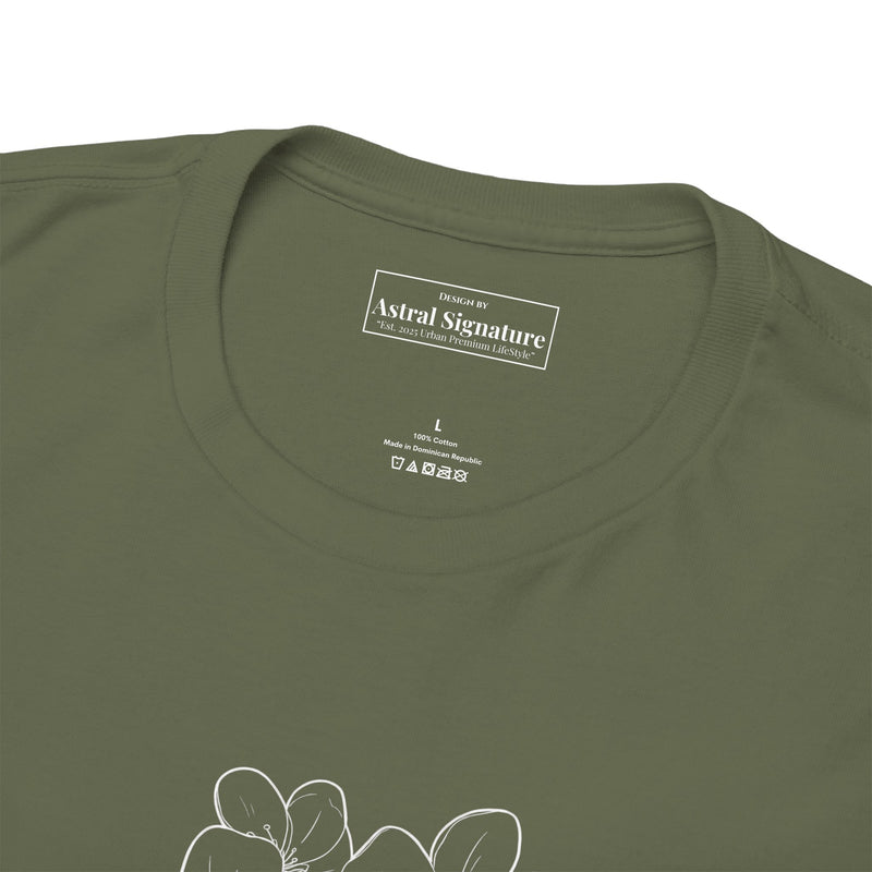 Giovanni Reni Floral Script Tee — Minimal Flower Graphic | Astral Signature™