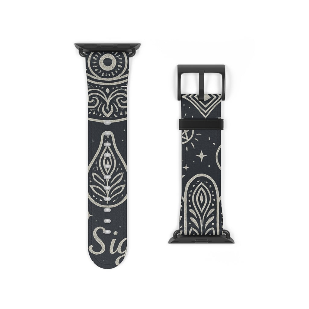 Watch Band - Astral Signature Bohemian Pattern, Ethnic Design, Unique Accessory