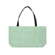 Light Green Weekender Tote Bag - Structured Croc-Embossed by Astral Signature, featuring a refined crocodile-embossed print. This spacious beach tote is perfect for carrying all essentials, making it a stylish choice for vacations, shopping, or daily use as an everyday tote. Ideal for those seeking a functional and fashionable accessory.