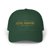 Classic Dad Cap by Astral Signature™ in green, showcasing a stylish baseball cap that is both trendy and functional. This cap is an ideal gift for dad, perfect for weekend outings and casual wear.