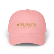 Pink Classic Dad Cap by Astral Signature™ showcasing a breezy summer style. Ideal as a casual hat, this trendy dad hat makes a thoughtful Father's Day gift.