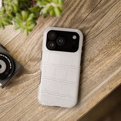 iPhone 17 Series Phone Case  for 17 Pro Max, 17 Pro, 17 and 17 Air  — White Croc Texture Case | Astral Signature™ Edit