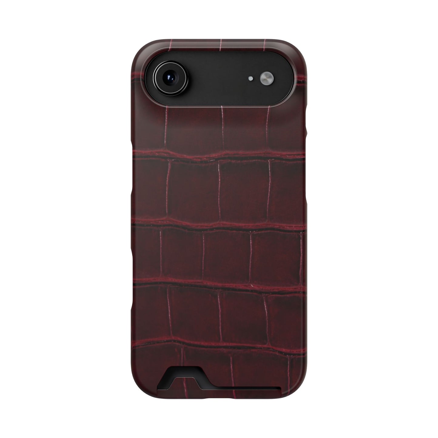 iPhone 17 Series Phone Case  for 17 Pro Max, 17 Pro, 17 and 17 Air - Burgundy Croc Case with Cardholder | Astral Signature™ Edit