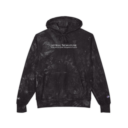 Champion Astral Signature Black Tie-Dye co-branded Hoodie — Embroidered Logo Pullover