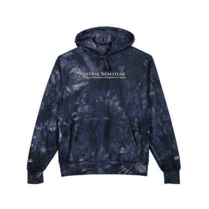 Champion Astral Signature Black Tie-Dye co-branded Hoodie — Embroidered Logo Pullover