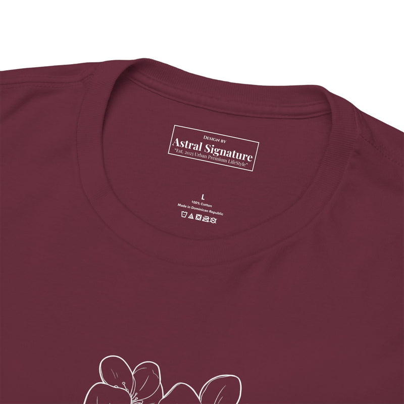 Giovanni Reni Floral Script Tee — Minimal Flower Graphic | Astral Signature™