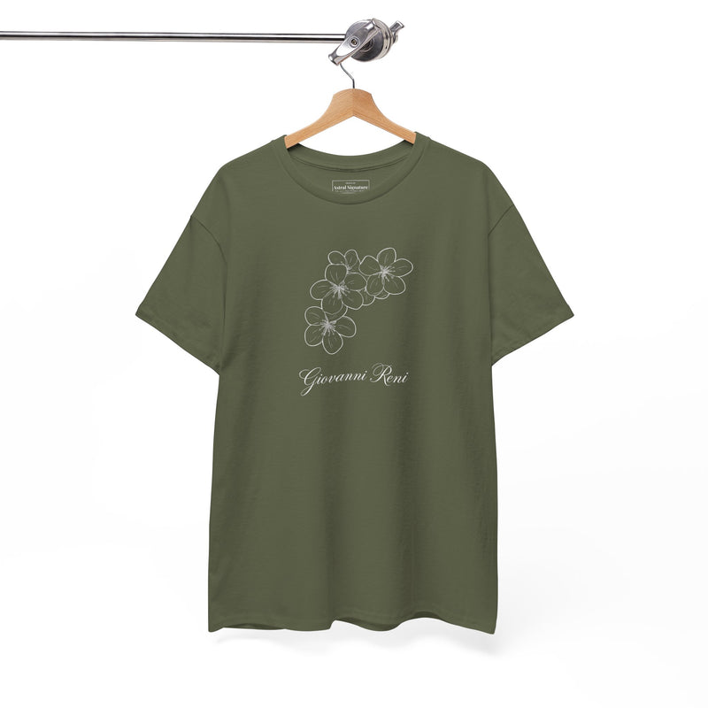 Giovanni Reni Floral Script Tee — Minimal Flower Graphic | Astral Signature™