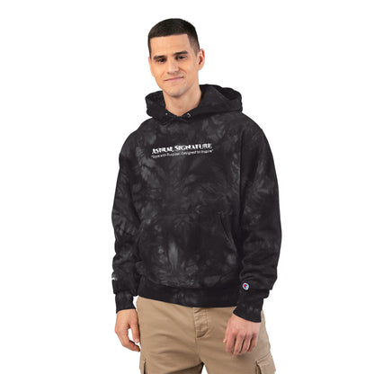 Champion Astral Signature Black Tie-Dye co-branded Hoodie — Embroidered Logo Pullover