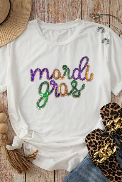 Sequined Mardi Gras Celebration Graphic Tee | Astral Signature™ Edit