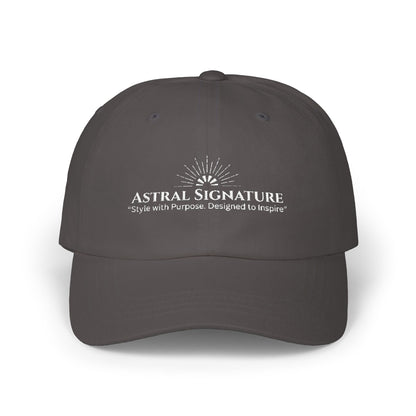 Stylish dad cap in a cool gray hue from the Astral Signature Collection. This unisex Classic Dad Cap is perfect for adding a casual touch to any outfit. Ideal for a Father's Day gift, this baseball hat reflects a blend of comfort and men's fashion with a vintage baseball vibe.