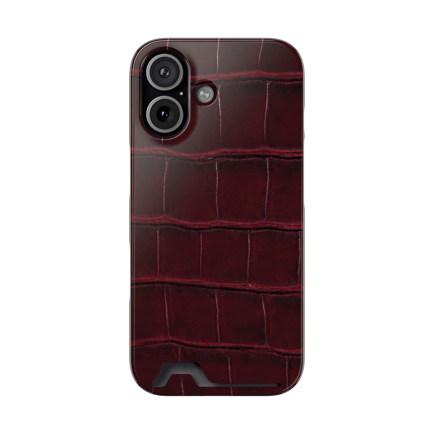 iPhone 17 Series Phone Case  for 17 Pro Max, 17 Pro, 17 and 17 Air - Burgundy Croc Case with Cardholder | Astral Signature™ Edit