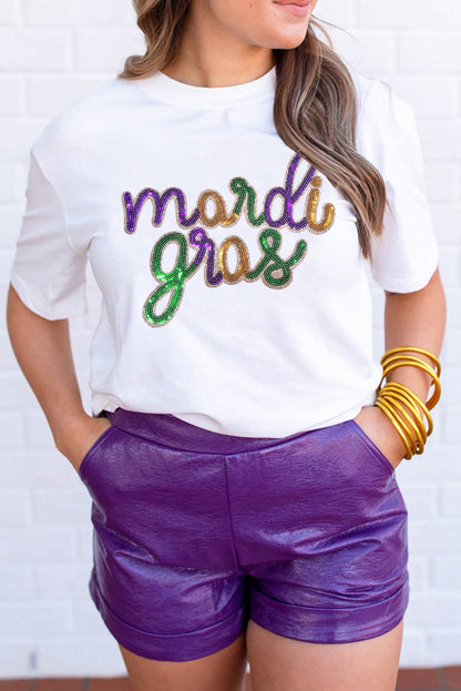 Sequined Mardi Gras Celebration Graphic Tee | Astral Signature™ Edit